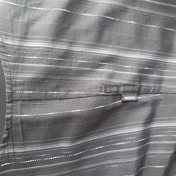 MEXX SZ M Men's Black & White Striped Button Up Dress Shirt - Picture 8 of 13